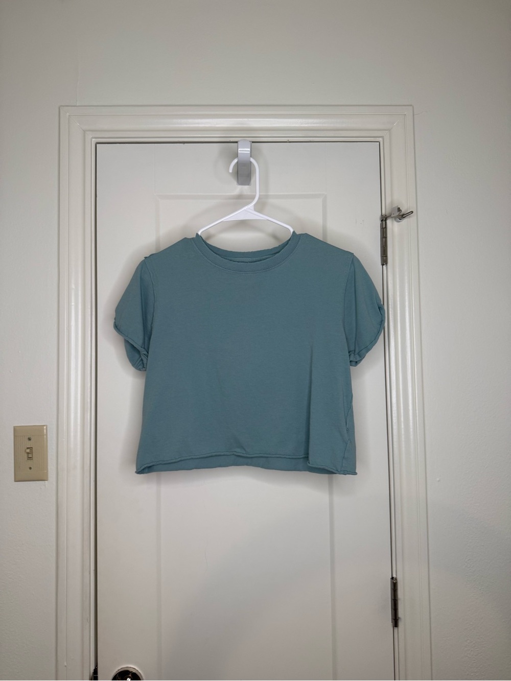 Women's Crewneck Cropped Tee - Dusty Teal